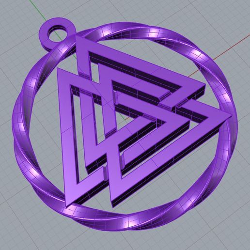 Valknut Amulet Charm 3D model