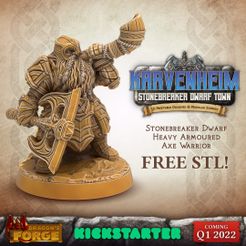 DF-Social-Media-Dwarf-Town-11.jpg Free STL file FREE Stonebreaker Dwarf STL! Karvenheim Kickstarter Preview・3D print design to download