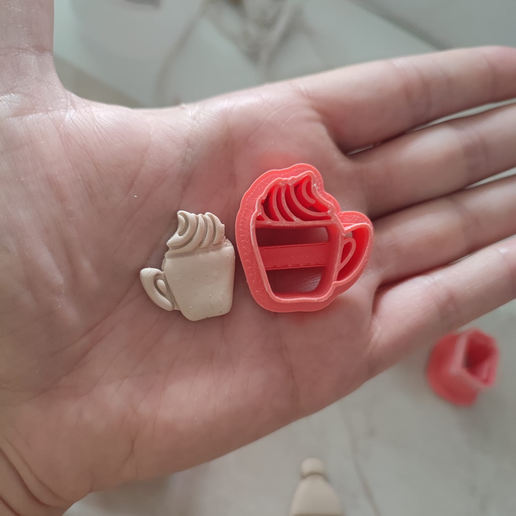 Cup cutter with cream for polymer clay 3D model