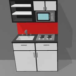 Screenshot-246.png OBJ file One piece kitchen unit: doll furniture・3D printable design to download