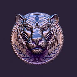 1920_1080_RENDER.jpg STL file TIGER MEDALLION for casting・3D printer design to download