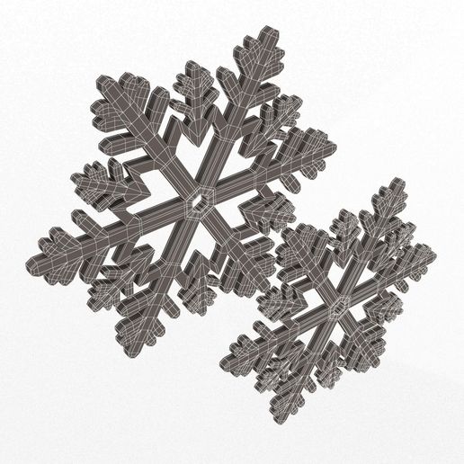 Wireframe-Low-50.jpg Снежинка Эмодзи 02.Печать на месте с 3MF в комплекте. (Без опор и плотов)