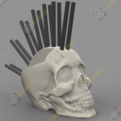 skull-organizer01.png OBJ-Datei Totenkopf-Punk-Organisator・Design für den 3D-Druck zum Herunterladen, Alquimia3D