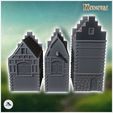 4.jpg Set of three medieval half-timbered houses with tiled roofs (1) - Medieval Gothic Feudal Old Archaic Saga 28mm 15mm RPG