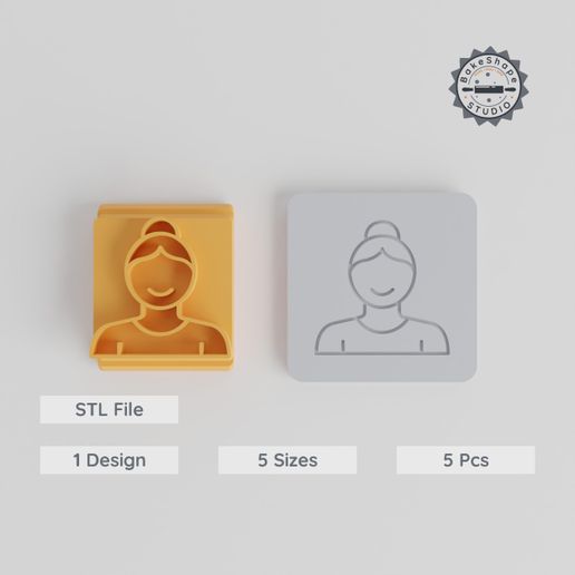 Person Stamp Tile Set, 5 Sizes 20-40mm, Perfect for Clay, Cookies & Fondant