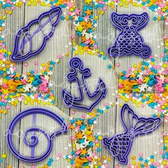 marina.jpg STL file SEA SET OF 6 CUTTERS - cookie cutter - sea bed, beach, summer, conch party - dough and clay cutter - shell - 8cm・3D printing idea to download