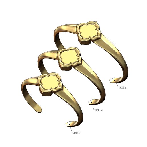 Platforme engravable flower shaped cuff bracelet 3D print model 3D model