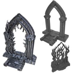Gates-A-Samples-Mystic-Piegon-Gaming-2.jpg 3D file Arched Portal and Feywilds Portal Tabletop Terrain Set・3D printer design to download