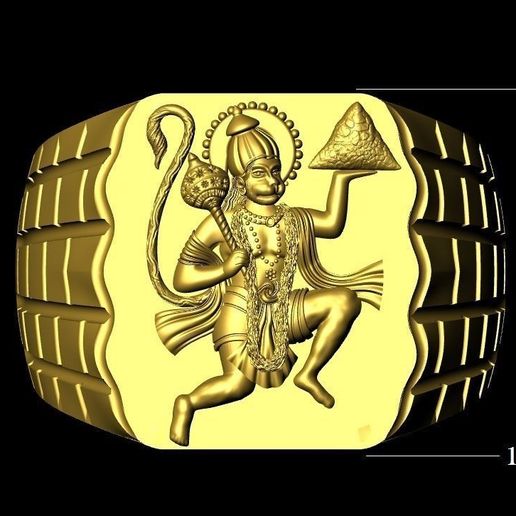 Hanuman Ring 3D print model 3D print model 3D model