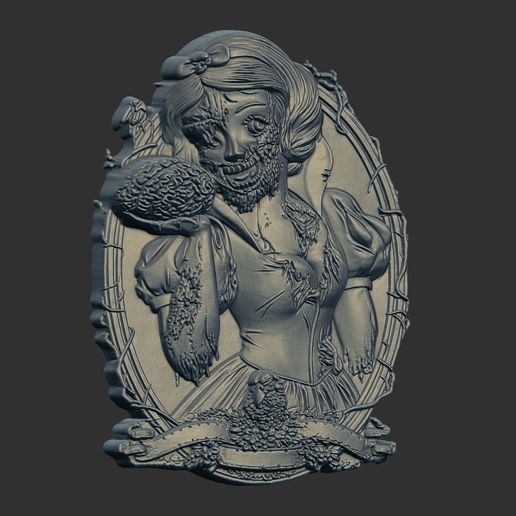 3D relief model of a gothic dual-faced woman designed 2