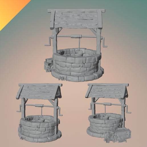 Rustic Wishing Well Diorama Prop – Fantasy 3D Model for Printing 3D model