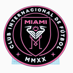 Inter-Miami.png STL file Inter Miami CF - Wall Plaque with keyhole - 2 Sizes for Ender 3 and CR-10 sized beds・3D printable model to download