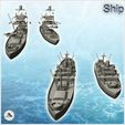 3.jpg Set of two large transport ships with chimneys and boats (3) - World War Two Second WWII Western campaign USA UK Germany