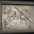 712_Panno.jpg bear attacked by dogs and hunter cnc router hunting scene