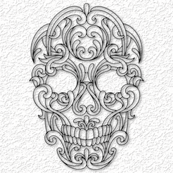 project_20230509_1112115-01.png Fichier STL Crâne celtique art mural crâne gothique décoration murale 2d art・Objet imprimable en 3D à télécharger