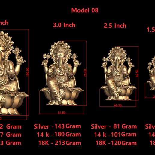 Ganesh Ji Model 08 Light Weight  Models in All Sizes 3D model
