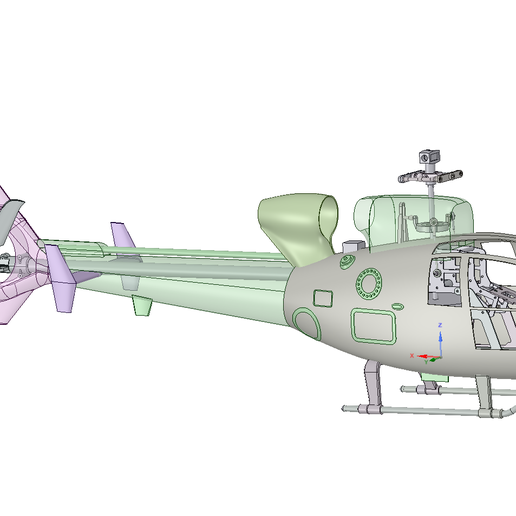 🚁 SA341 Gazelle helicopter (TRex450)・Archivo STL para Impresión