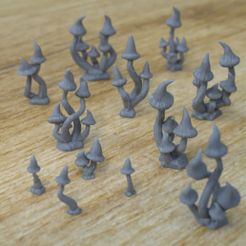 Pointy-Mushrooms.jpg 3D file 10 POINTY MUSHROOMS FOR TERRAIN DIORAMA TABLETOP 1/35 1/24・3D print object to download