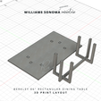 \noPIRE? 7 WILLIAMS SONOMA minialade BERKLEY 86" RECTANULAR DINING TABLE 3D PRINT LAYOUT Miniature Dining Table, Williams-Sonoma-Inspired Miniature, Berkley 86 Mini Table, Dining Table Dollhouse