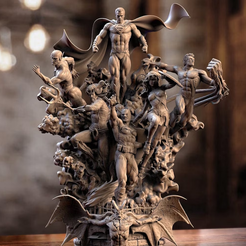 Justice-League-Dioramaa.png Fichier STL Diorama de la Ligue des Justiciers (Batman, Superman, Flash, Wonder Woman, Aquaman, Green Lantern)・Plan pour imprimante 3D à télécharger