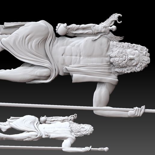 4.jpg Зевс Энтронированный Бас-Рельеф STL модель для ЧПУ и 3D печати