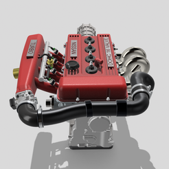 IMG_6036.png Fichier STL Moteur FJ20 FJ24 Turbo complet avec boite de vitesse N accessoires・Modèle à télécharger et à imprimer en 3D