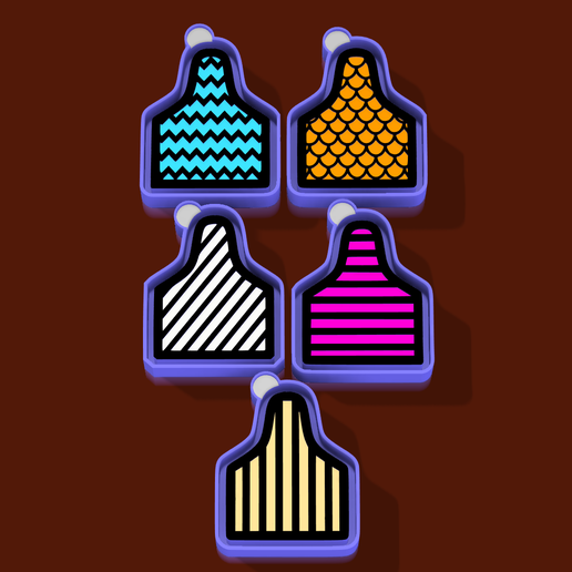 🐄🔖 Cow Ear Tag Bundle – Freshie, Keychain & Resin Molds (Set of 5) - 3D model önizlemesi