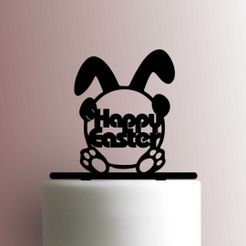 JB_Happy-Easter-Bunny-225-A750-Cake-Topper.jpg Archivo STL TOPPER HAPPY EASTER・Diseño de impresora 3D para descargar
