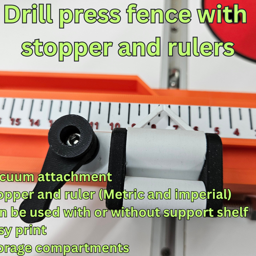 🛑 DRILL PRESS FENCE WITH STOP AND RULERS・ STL File for 3D printing・Cults