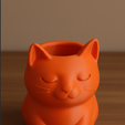 Cat-pot.png Cat Planter STL File, 3D Printable Cat-Shaped Pot, Animal Planter Model for Succulents