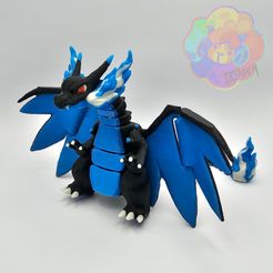 mx_01_wm2.jpg STL file Mega Charizard X - Flexi Articulated Pokémon (print in place, no supports)・3D printing template to download