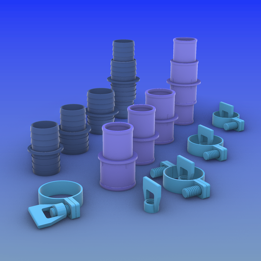 Set of pool hose adapters 32 - 38 - Clamps