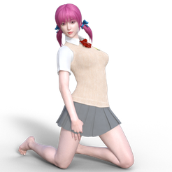 01.png 3D file JAPANESE SCHOOL GIRL 02・Model to download and 3D print