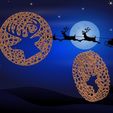 Adorno Reno.jpg Voronoi Christmas Wheel Ornament - Reindeer Style