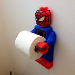 spider lego wall.JPG STL file Lego Spider Man Toilet Roll Holder Bathroom Decor Hook Hanger・3D printer design to download, Custom3DPrinting