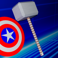 ShieldHammerP.png Archivo OBJ Marvel Heroes Armas Actualización 1・Modelo de impresión 3D para descargar