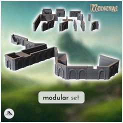 1-PREM.jpg Archivo STL Conjunto modular muelle de piedra con puertas de madera (21) - Medieval Gótico Feudal Antiguo Arcaico Saga 28mm 15mm RPG・Modelo para descargar e imprimir en 3D
