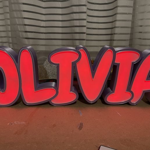 first name lamp led OLIVIA 3D model