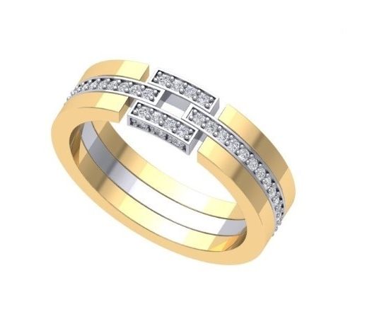 Modern Geometric Pave Wide Band Ring