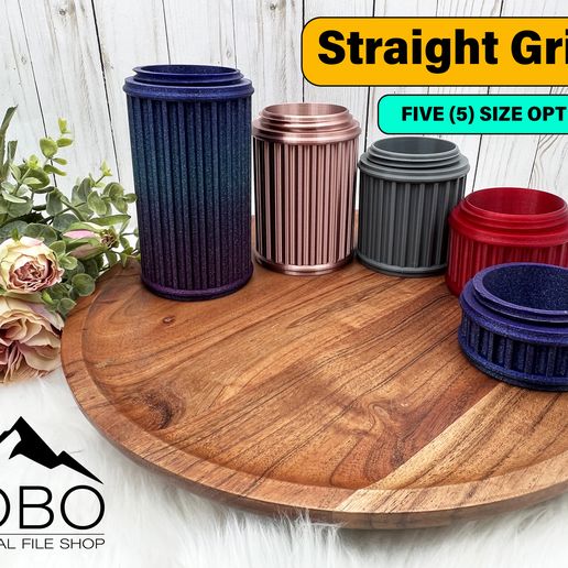 Round_Container-LP2.jpg COMMERCIAL LISTING Storage Containers with screw on lid Small Medium and Large Sizes stl 3mf File, Wrapped Candy Container, 3D Printed Gift, Holiday Candy STL