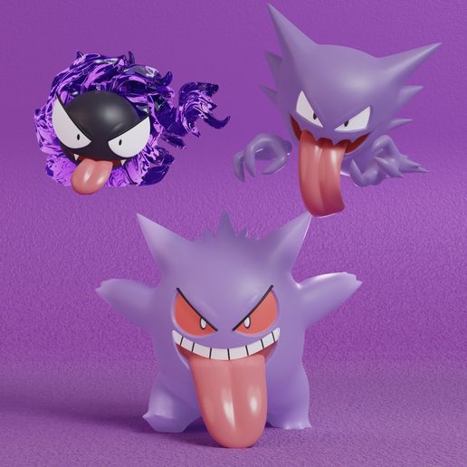 Pokemon Gastly, Haunter and Gengar with poses