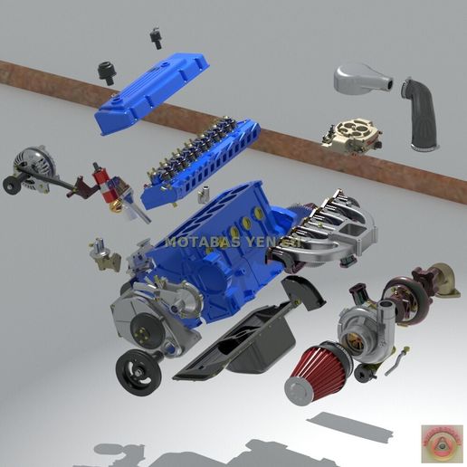 🌆 CHRYSLER SLANT SIX TURBO - ENGINE・ STL File for 3D printing・Cults