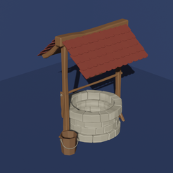 WELL.png Lowpoly medieval well