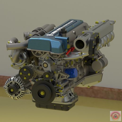 🚗 TOYOTA SUPRA 2JZ GTE VVT-i - MOTOR・Arquivo STL para Impressão