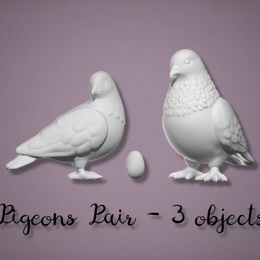 Dollhouse Pigeons Pair with Egg STL – Garden Miniature Birds 1:12
