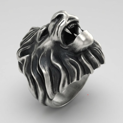 Aggressive Roaring Lion Head Heavy Ring
