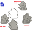 STL00718-5.png Cat Bath Bomb Mold - includes 1pc and 3pc molds