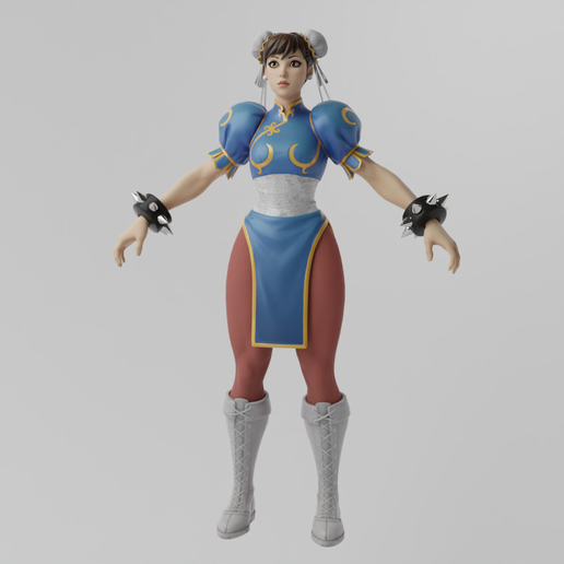 🎨 Chun Li Lowpoly Rigged・ OBJ File for ・Cults