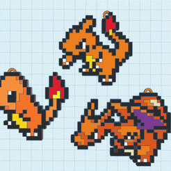 charmander.png Файл STL Покемон Пиксель Арт чармандер чармандер чармелеон чарзард・Идея 3D-печати для скачивания