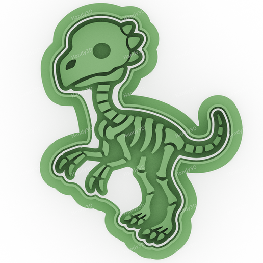 Pachycephalosaurus Skeleton Cookie Cutter - 8cm 3D model